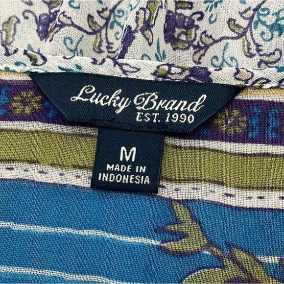 Lucky Brand Savannah Boho Chic Floral Tunic Top Button Details Elastic Waist Med - Picture 11 of 15